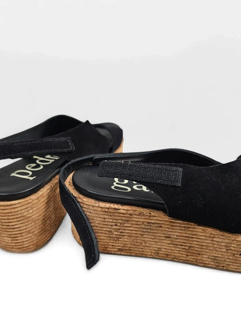 PEDRO GARCIA Nadira Blk Suede Platform Criss Cross Slingback Sandals 36.5/6.5M